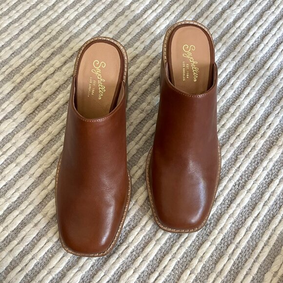 Seychelles Brown Leather Mule Heels Size 8 - Picture 3 of 5